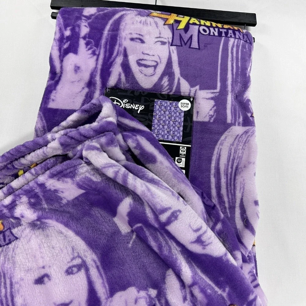 Disney Hannah Montana 20 Years Plush Throw Blanket 50x70 Purple Miley Cyrus NWT